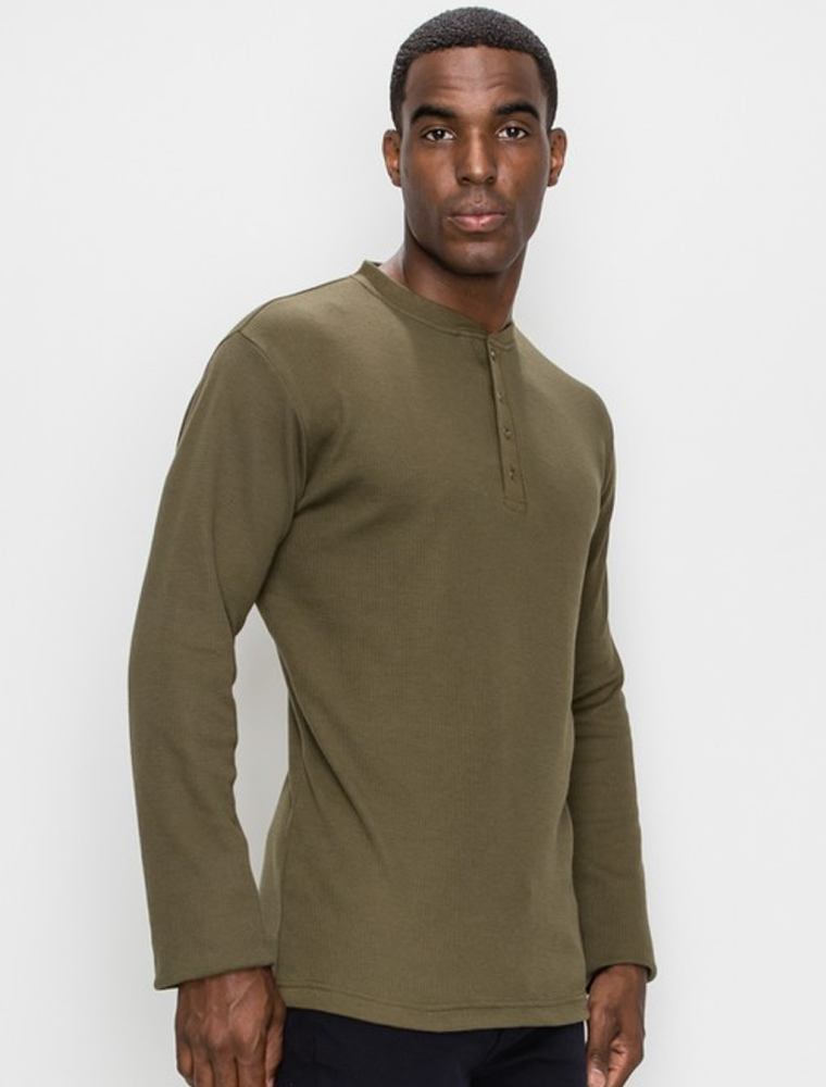 Thermal Henley Long Sleeve - Olive