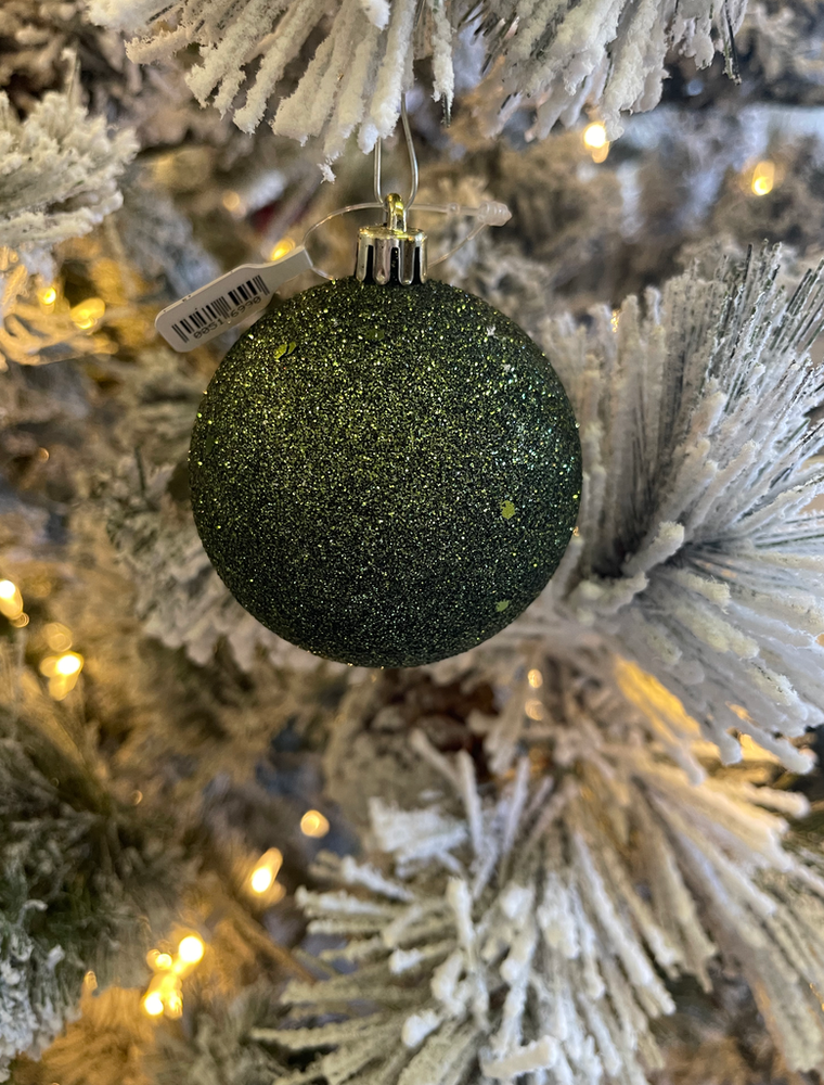 Pine Green Glitter Ball Ornament
