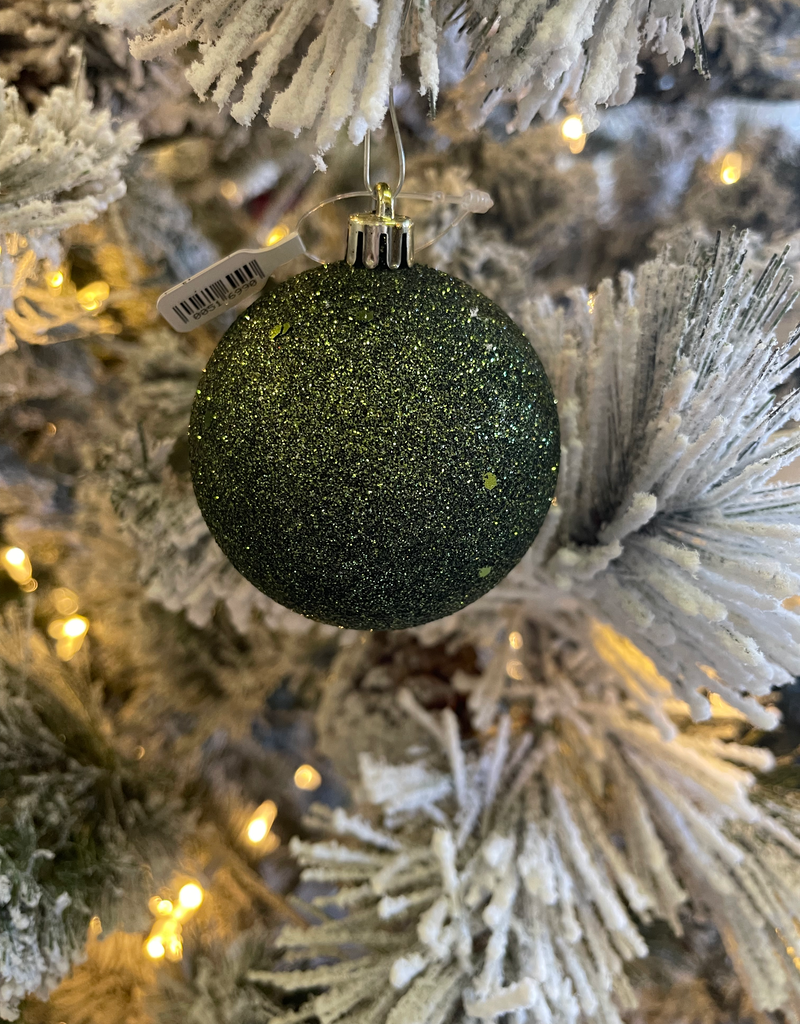Pine Green Glitter Ball Ornament