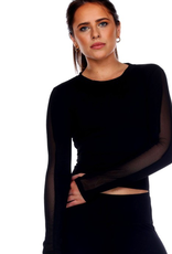 Cropped Long Sleeve Active Top w/ Mesh Detail
