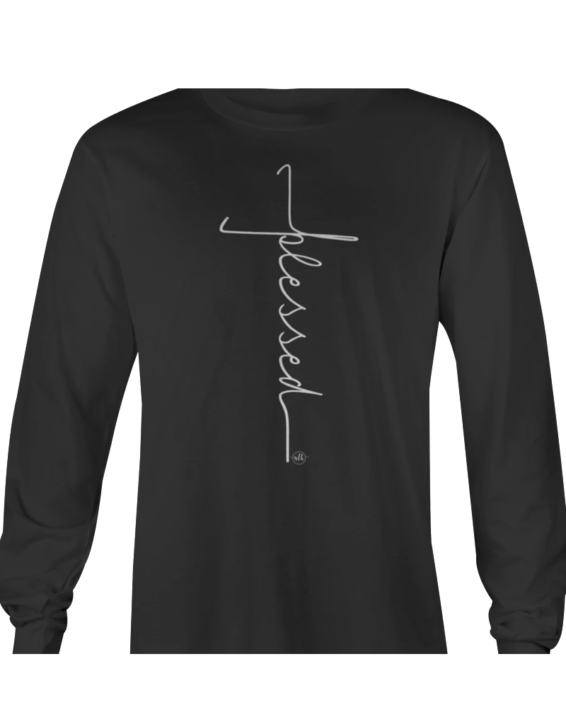 Blessed Cross Long Sleeve Tee - Black