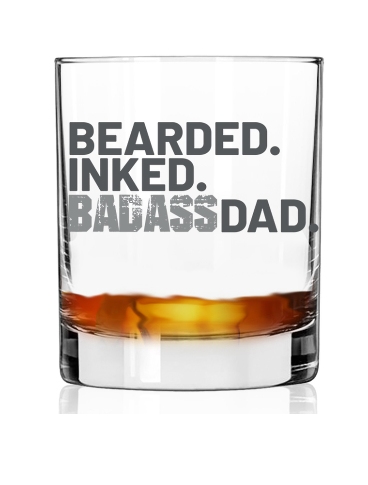 Bearded Inked Badass Dad Whiskey Glass