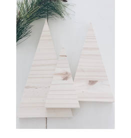 Wooden Set of Christmas Tree - White Wash