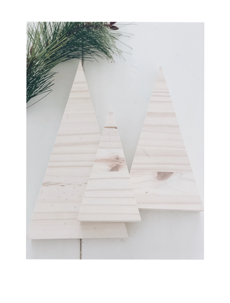 Wooden Set of Christmas Tree - White Wash