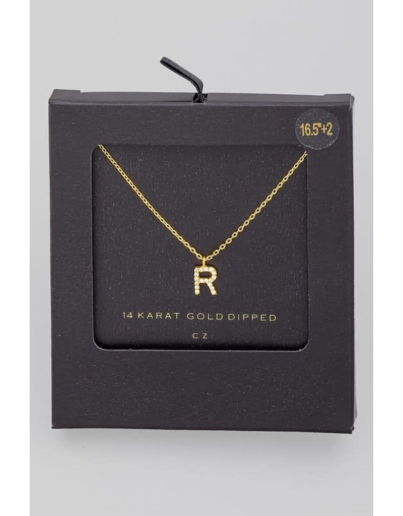 Gold Dipped Pave Initial Necklace