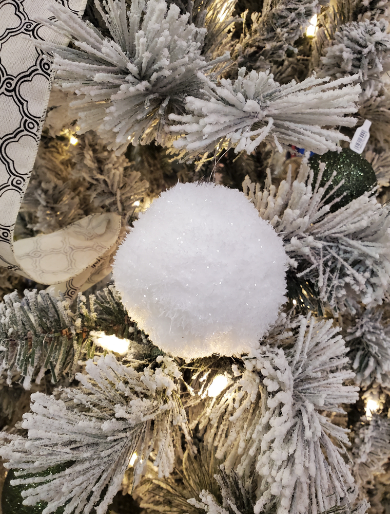 Flocked Snowball Ornaments