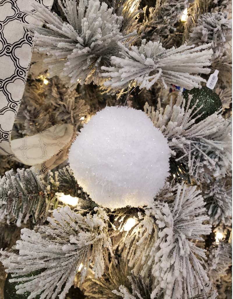 Flocked Snowball Ornaments