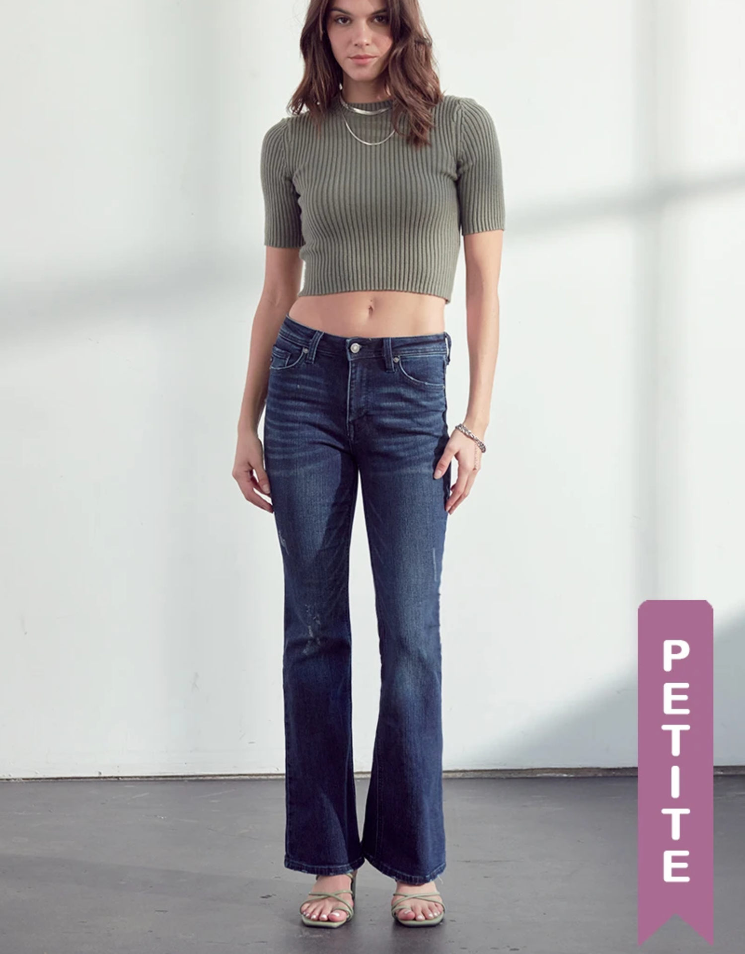 Piper Mid Rise Bootcut Petite Jeans - Dark Wash - Boutique 23