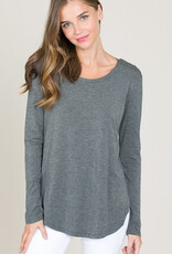 Modal Long Sleeve Round Neck Top - H. Charcoal