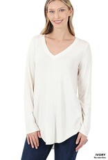 Luxe Rayon V-Neck Long Sleeve - Ivory