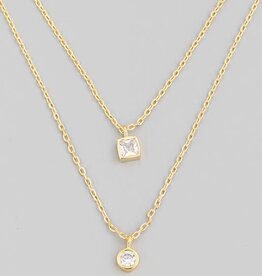 Dainty Chain Layered Rhinestone Necklace