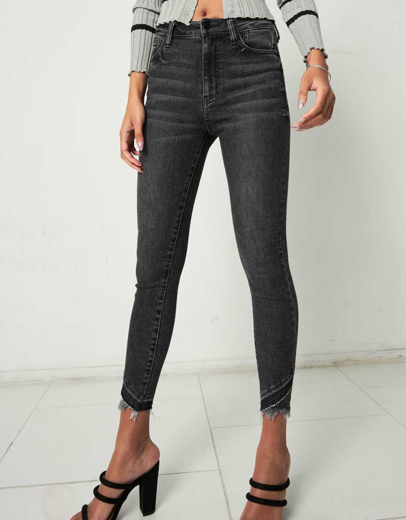 Women Black Ankle Skinny Fit Dark Wash Jeans