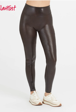 Faux Leather Croc Shine Leggings - Brown/Black