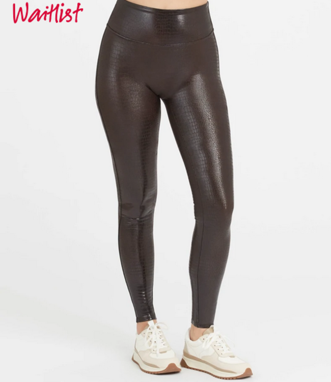 High Waisted Leather Look Leggings Tallow
