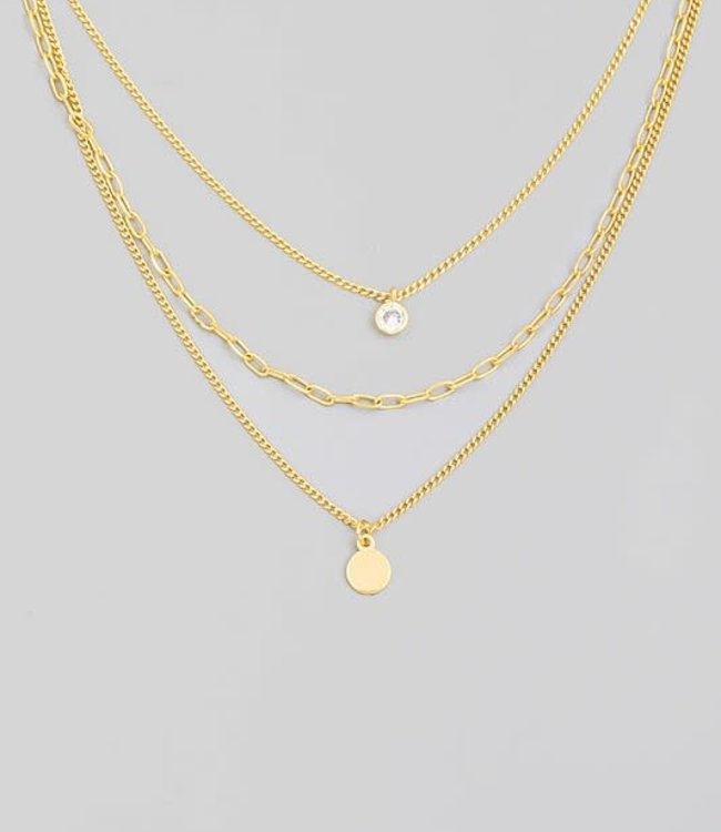 Dainty Layered Chain Coin Charm Necklace