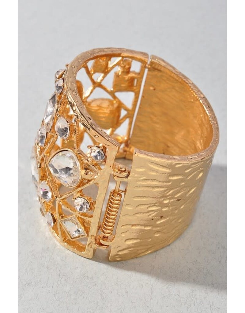 Crystal Shape Metal Cuff Bracelet