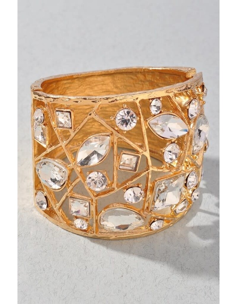 Crystal Shape Metal Cuff Bracelet