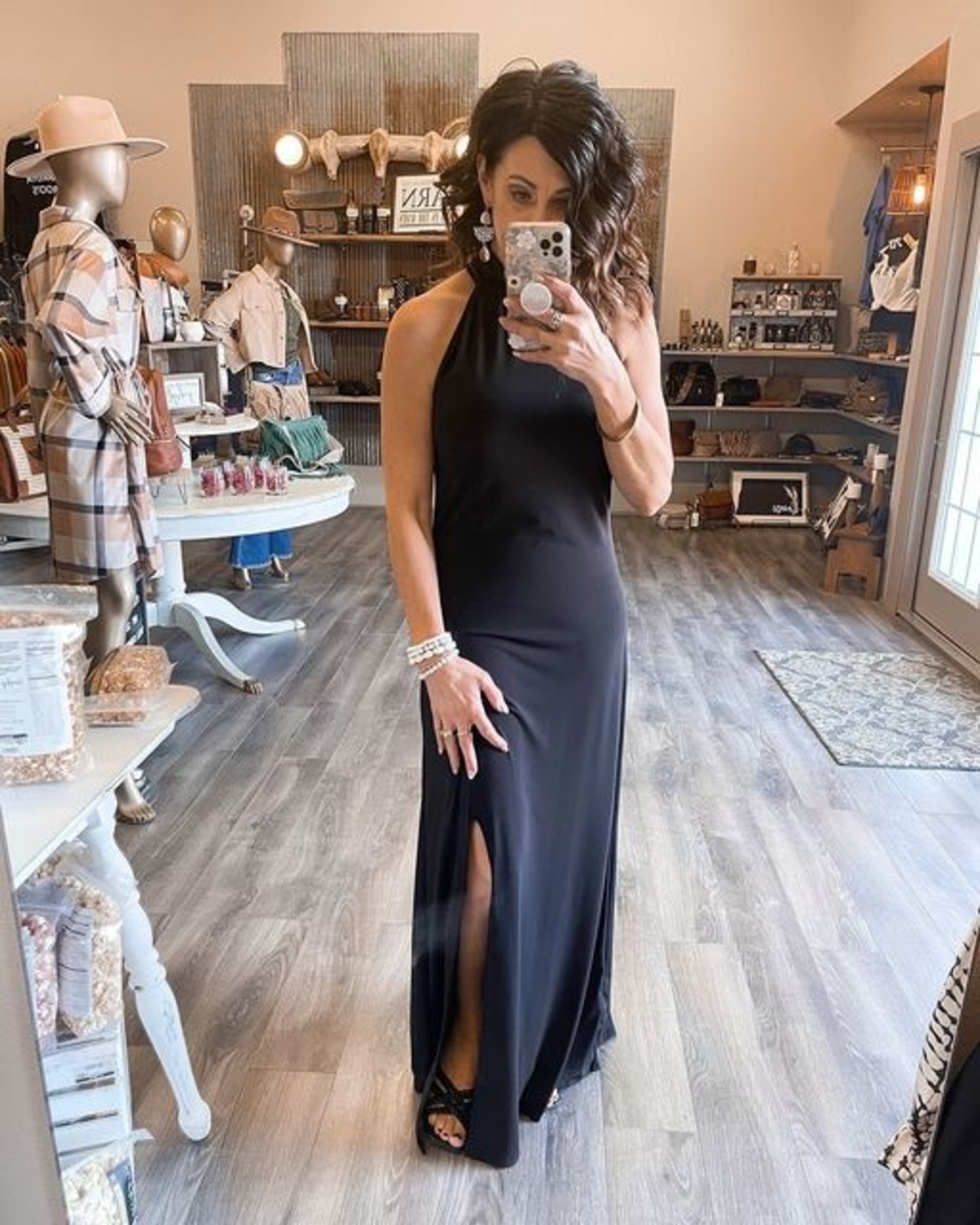 Night Out Halter Maxi Dress - Black 