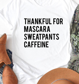 Thankful For Caffeine Graphic Top - White