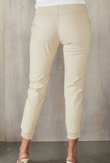 On The Go Faux Leather Joggers - Cream