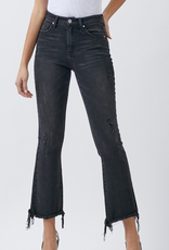 Mid Rise Distressed Crop Ankle Flare