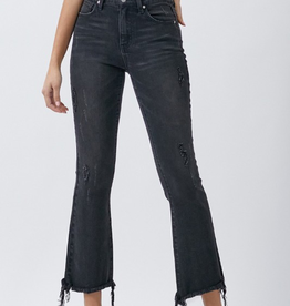 Mid Rise Distressed Crop Ankle Flare
