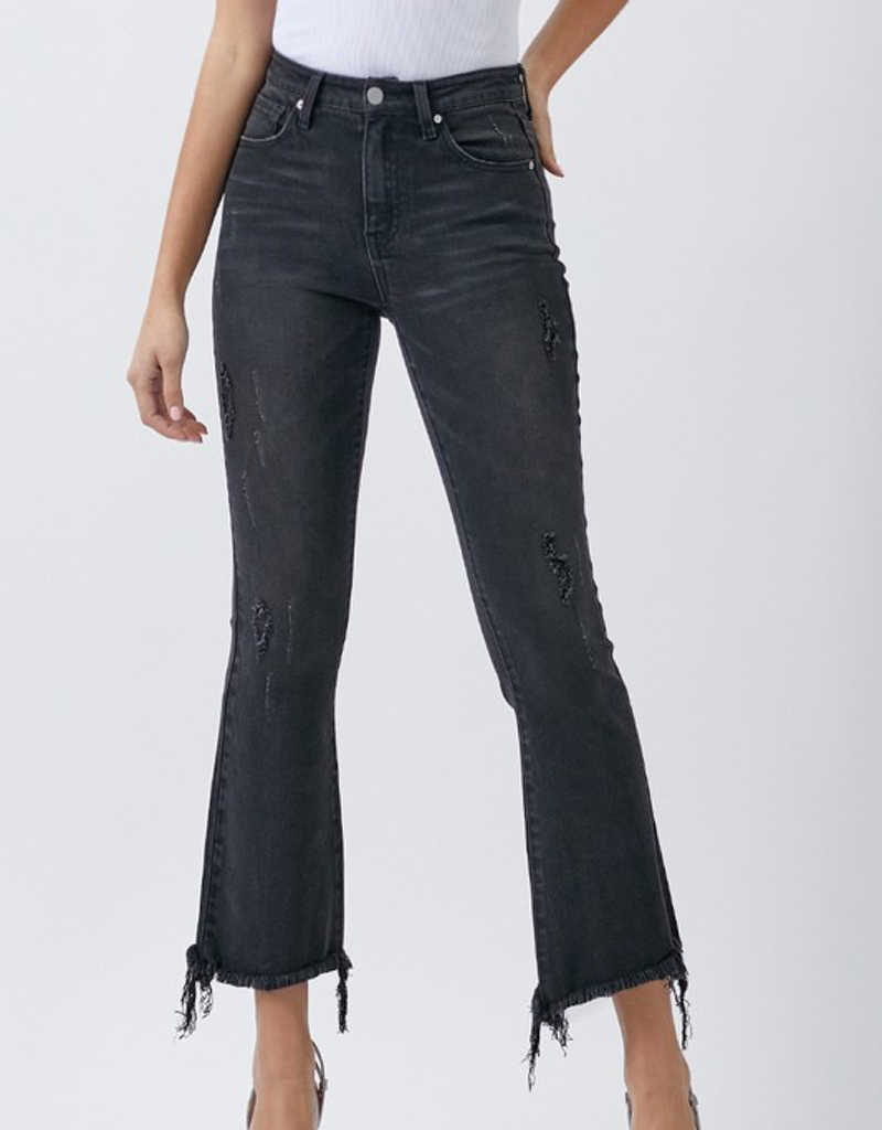 Mid Rise Distressed Crop Ankle Flare - Boutique 23