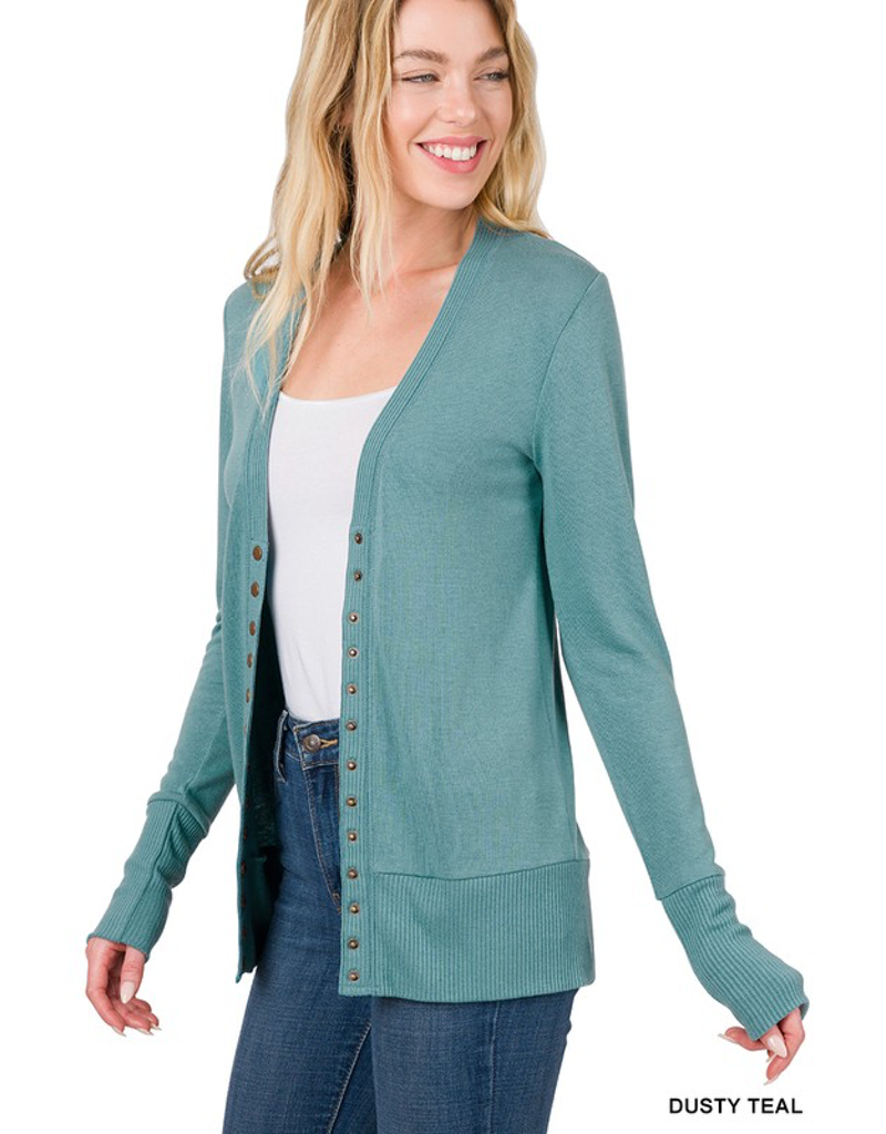Snap Cardigan Full Sleeve - Dusty Teal - Boutique 23