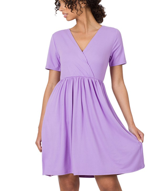 Brushed Soft Surplice Dress - Lavender
