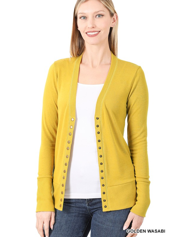 Snap Cardigan Full Sleeve - Golden Wasabi