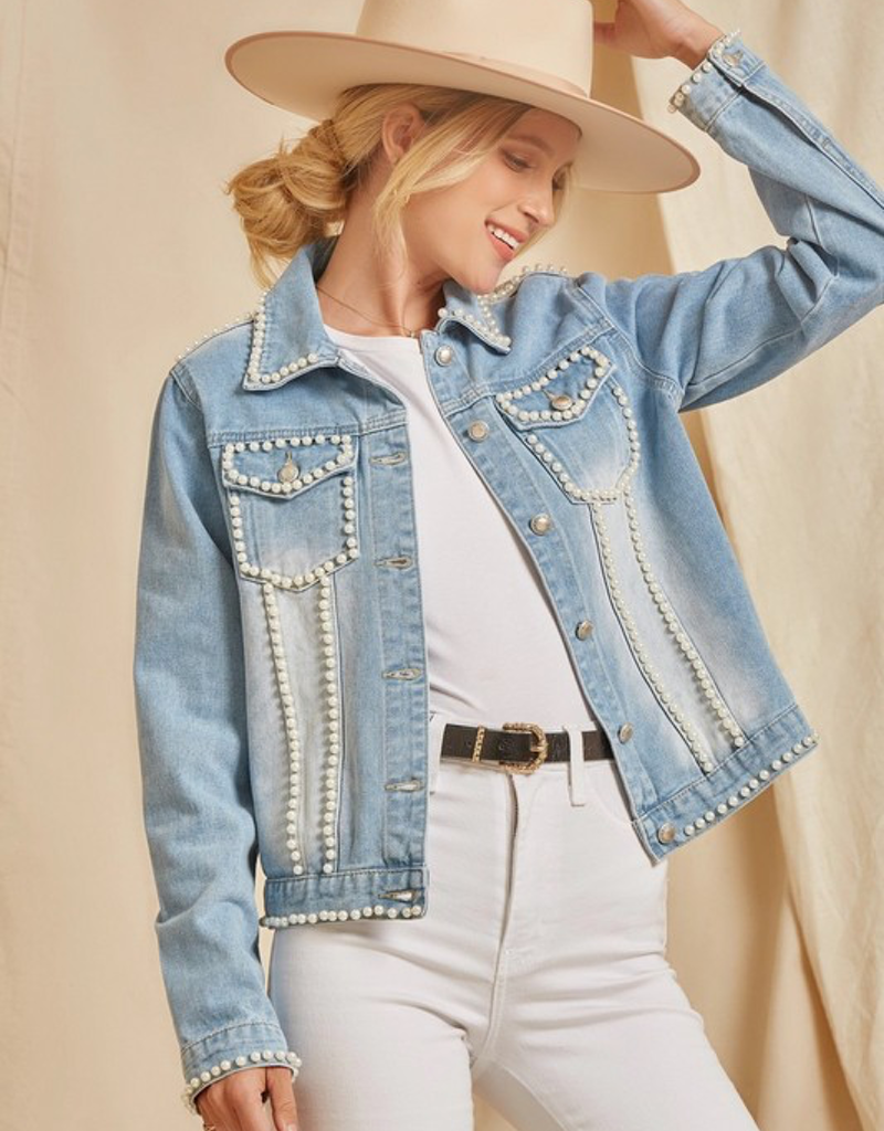 Pretty In Pearls Denim Jacket