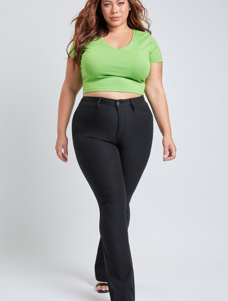 Curvy Hyperstretch High Rise Flare - Black