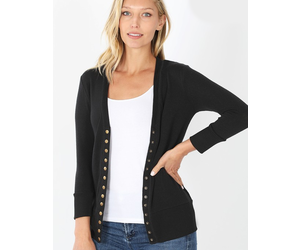 Black snap button cardigan hot sale
