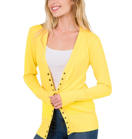 Snap Cardigan Full Sleeve - Yellow