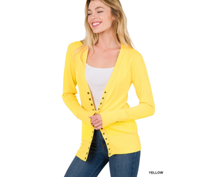 mustard snap cardigan