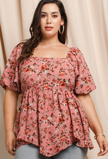 Floral Printed Babydoll Square Neck Top