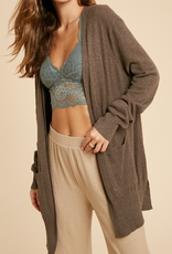 Light Boucle Cardigan With Pockets - Charcoal