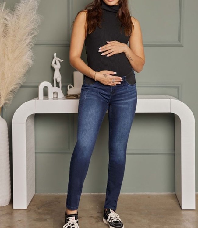 vaskepulver debitor tyfon Rem Side Panel Maternity Skinny Jeans- Dark - Boutique 23