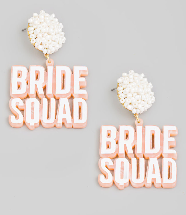 Beaded Post Bride Squad Dangle Earrings
