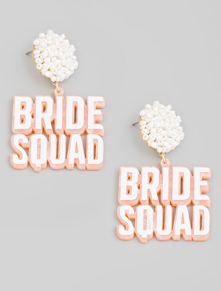 Beaded Post Bride Squad Dangle Earrings
