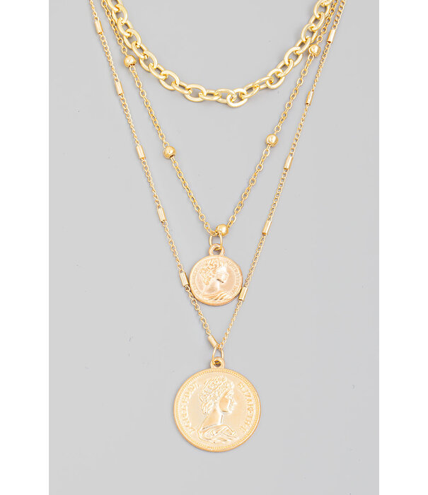 Coin pendant layered necklace discount