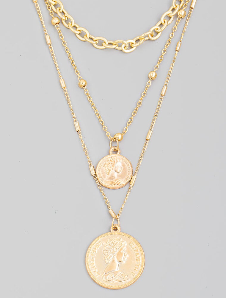 Layered Ancient Coin Pendant Necklace