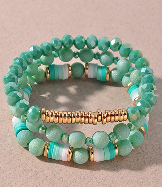 Disc and Bead Stackable Bracelet Set