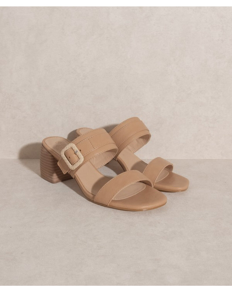 Nicole Buckle Block Heel - Nude