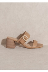 Nicole Buckle Block Heel - Nude