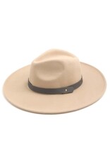 Flat Brim Leather Strap Fedora Hat