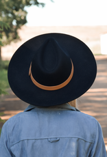 Flat Brim Leather Strap Fedora Hat