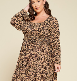 Leopard Printed Square-Neck Dress
