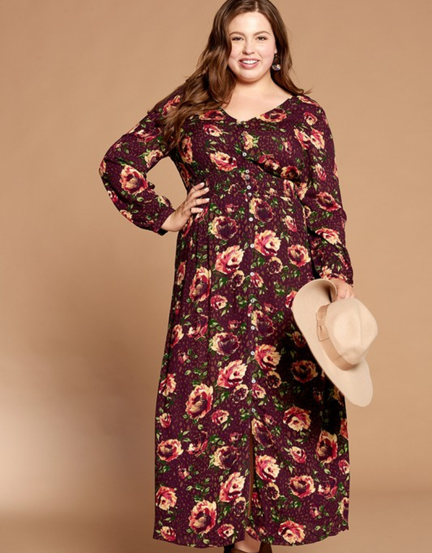 Floral Button-Down Maxi Dress 