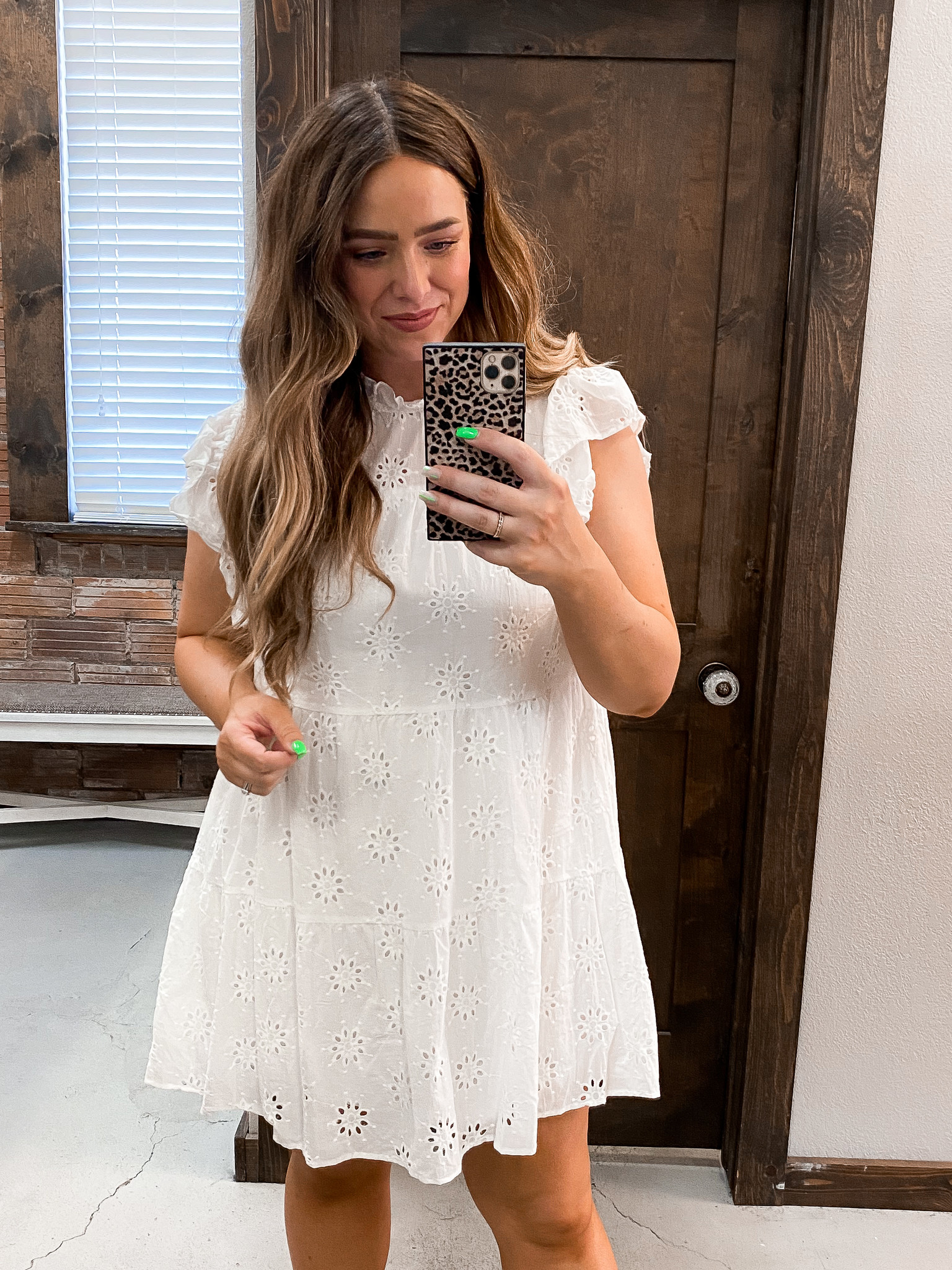 Floral Eyelet Cut Out Casual Tiered Mini Dress - Boutique 23